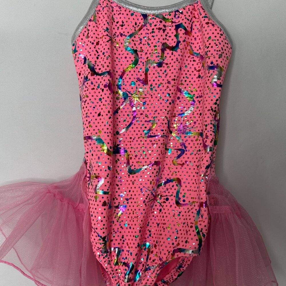 Pink Rainbow Sequin Leotard with Back Tutu